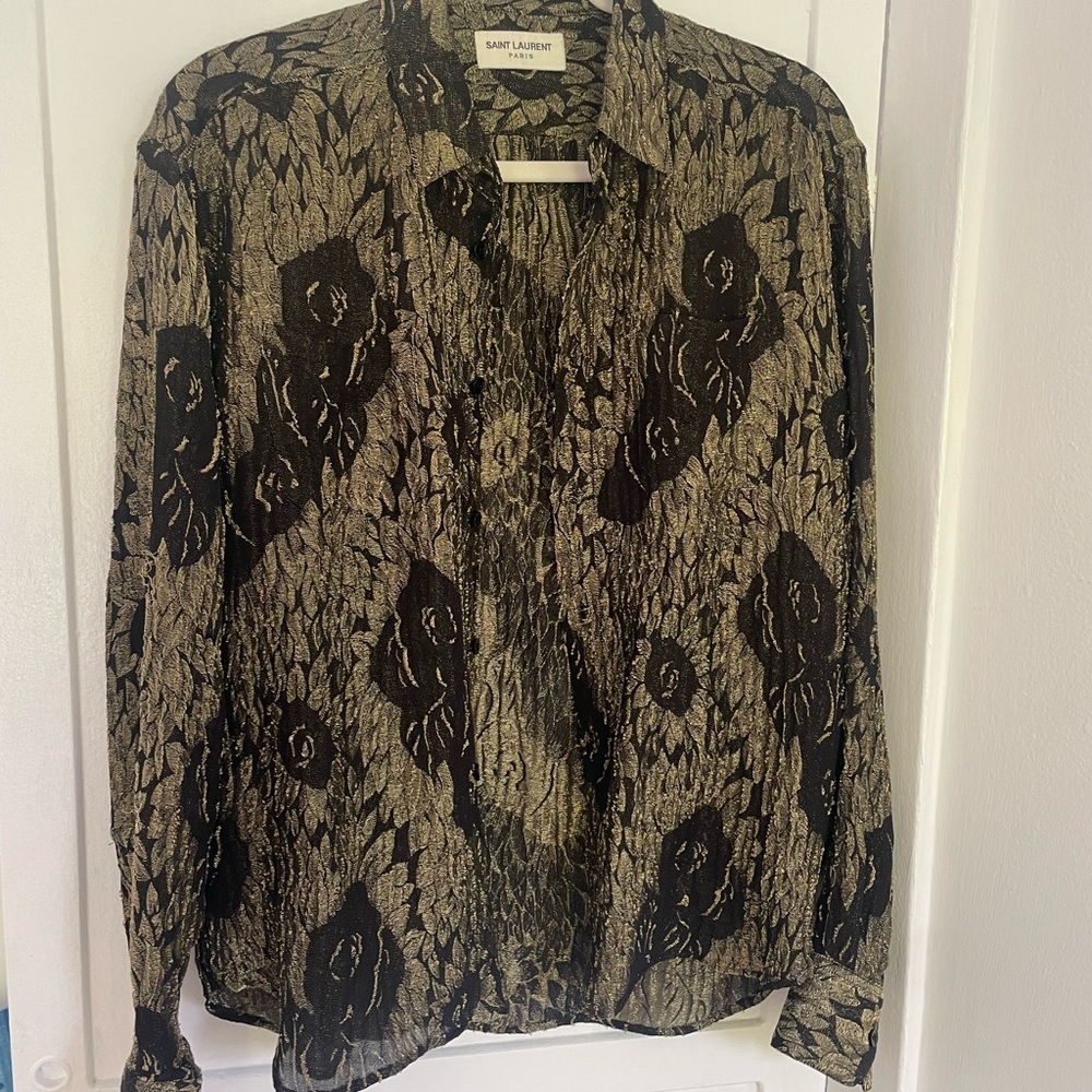 Yves Saint Laurent Black and Gold Dress Shirt